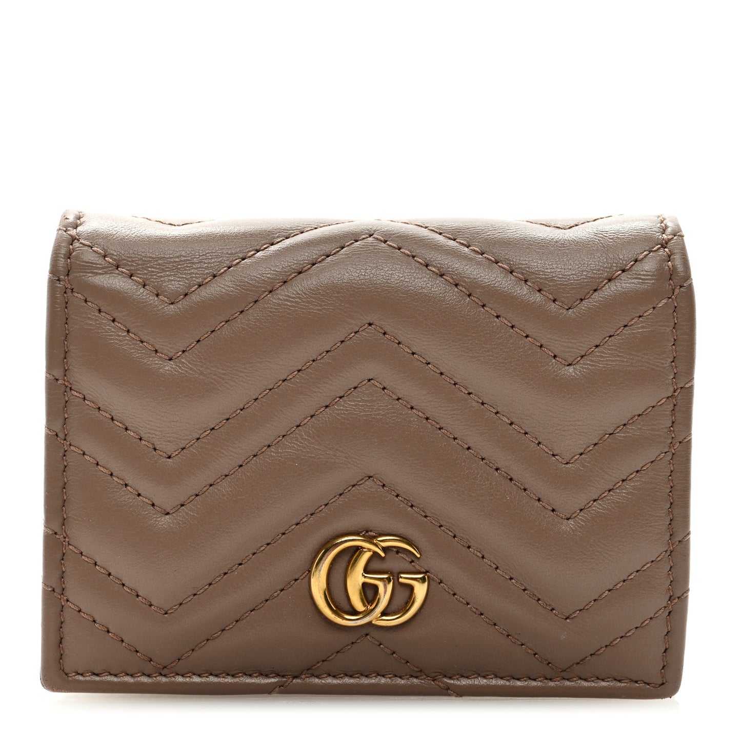 Calfskin Matelasse GG Marmont Card Case Wallet Porcelain Rose