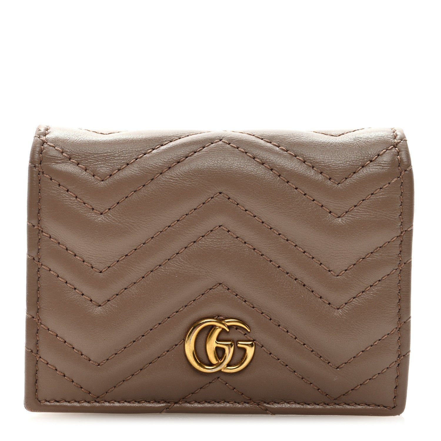 Gucci Calfskin Matelasse GG Marmont Card Case Wallet Porcelain Rose 1 of 6