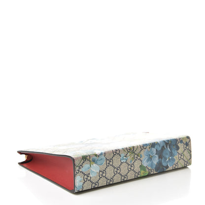 Gucci GG Supreme Monogram Blooms Large Cosmetic Case Beige Blue Navy Hibiscus Red 4 of 10