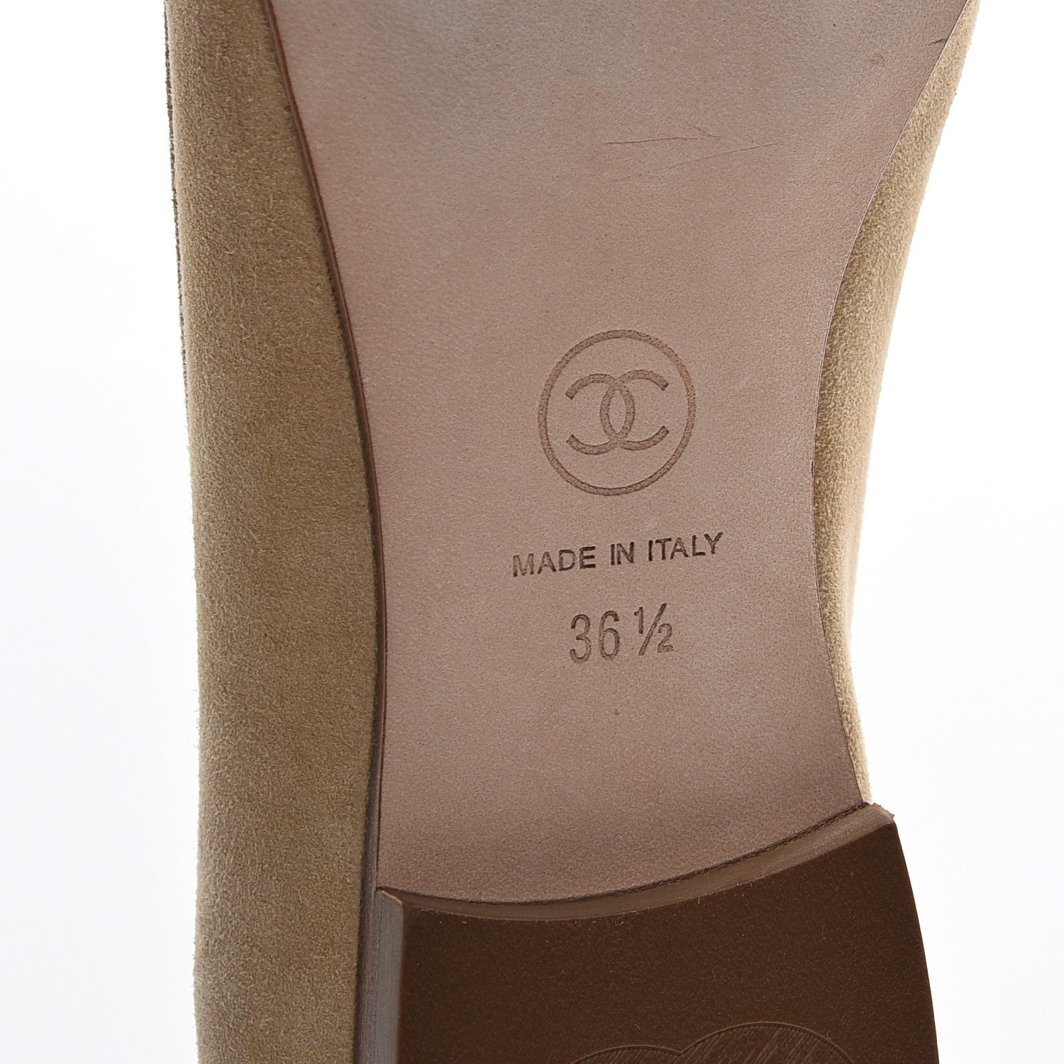 Chanel Kid Suede CC Flats 36.5 Beige 7 of 11
