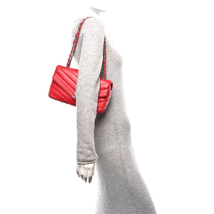 Chanel Caviar Chevron Quilted Single Flap Red 2 of 14