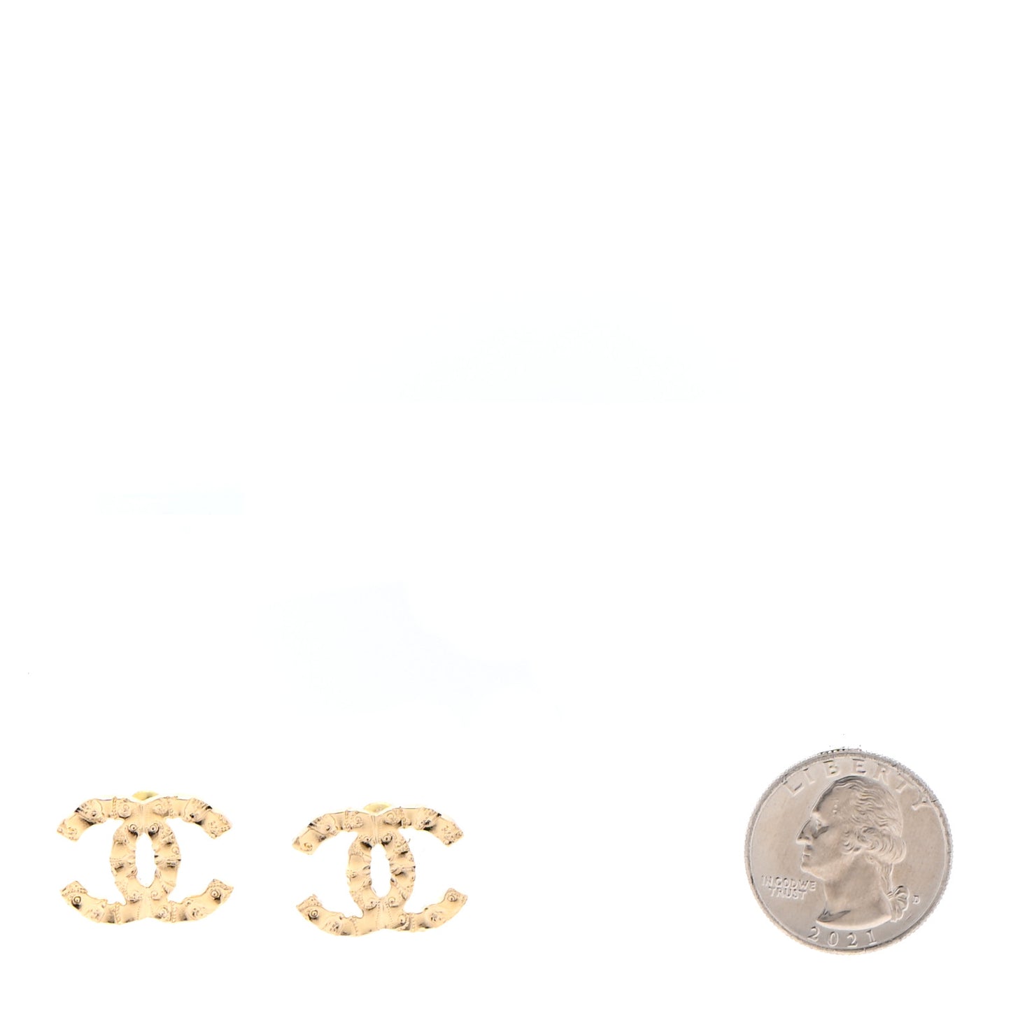 Metal Textured CC Earrings Gold