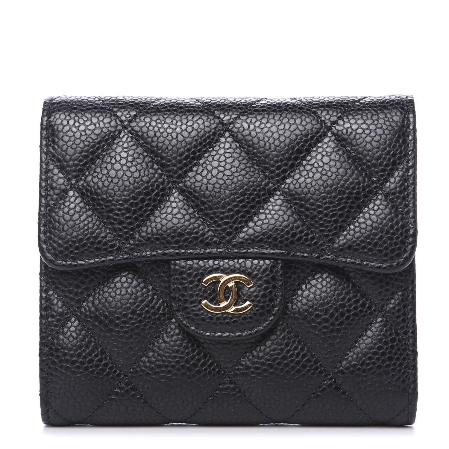 Chanel Caviar Quilted Compact Flap Wallet Black 1 of 9