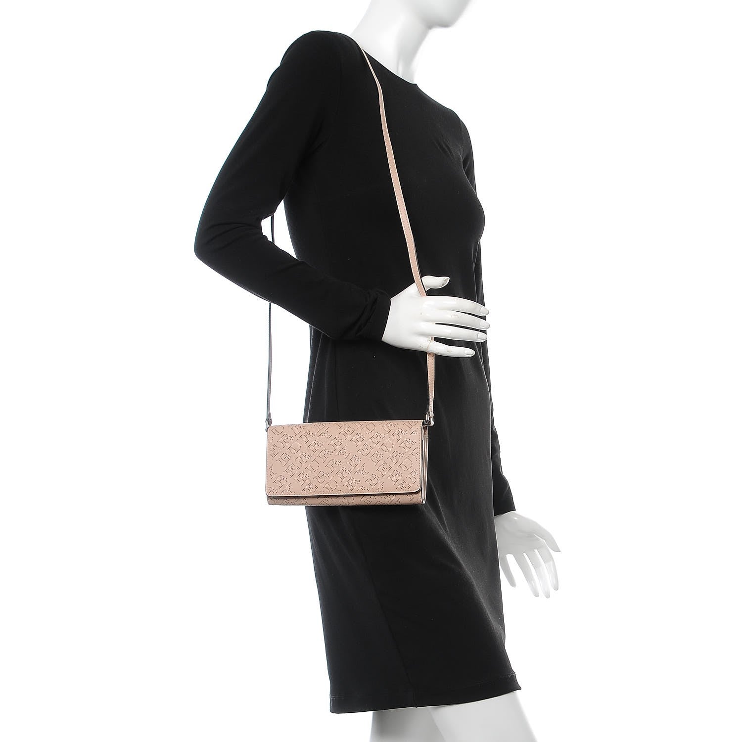 Burberry Calfskin Perforated Henley Wallet with Detachable Strap Pale Fawn Pink 2 of 8