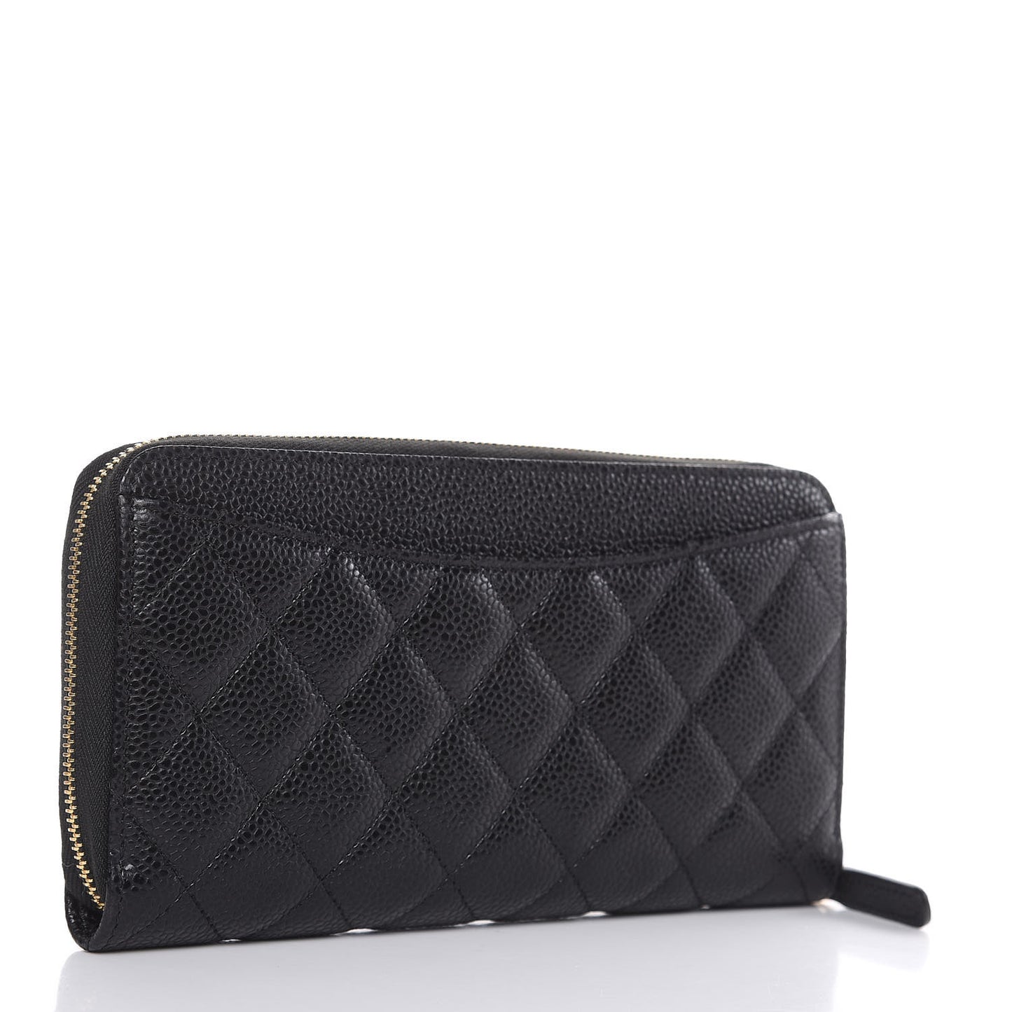 Caviar Quilted Large Gusset Zip Around Wallet Black