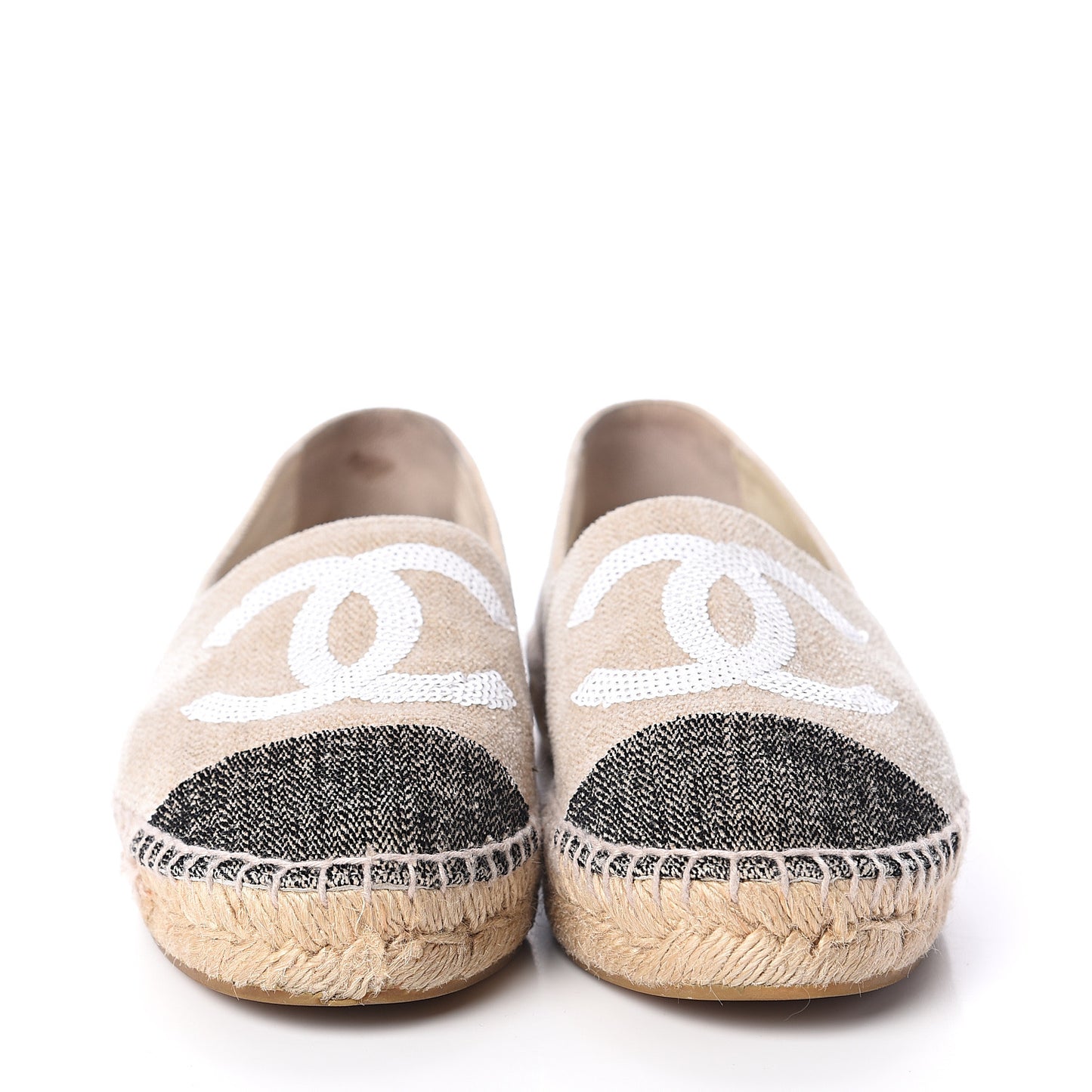 Toile Sequin CC Espadrilles 37 Beige Black