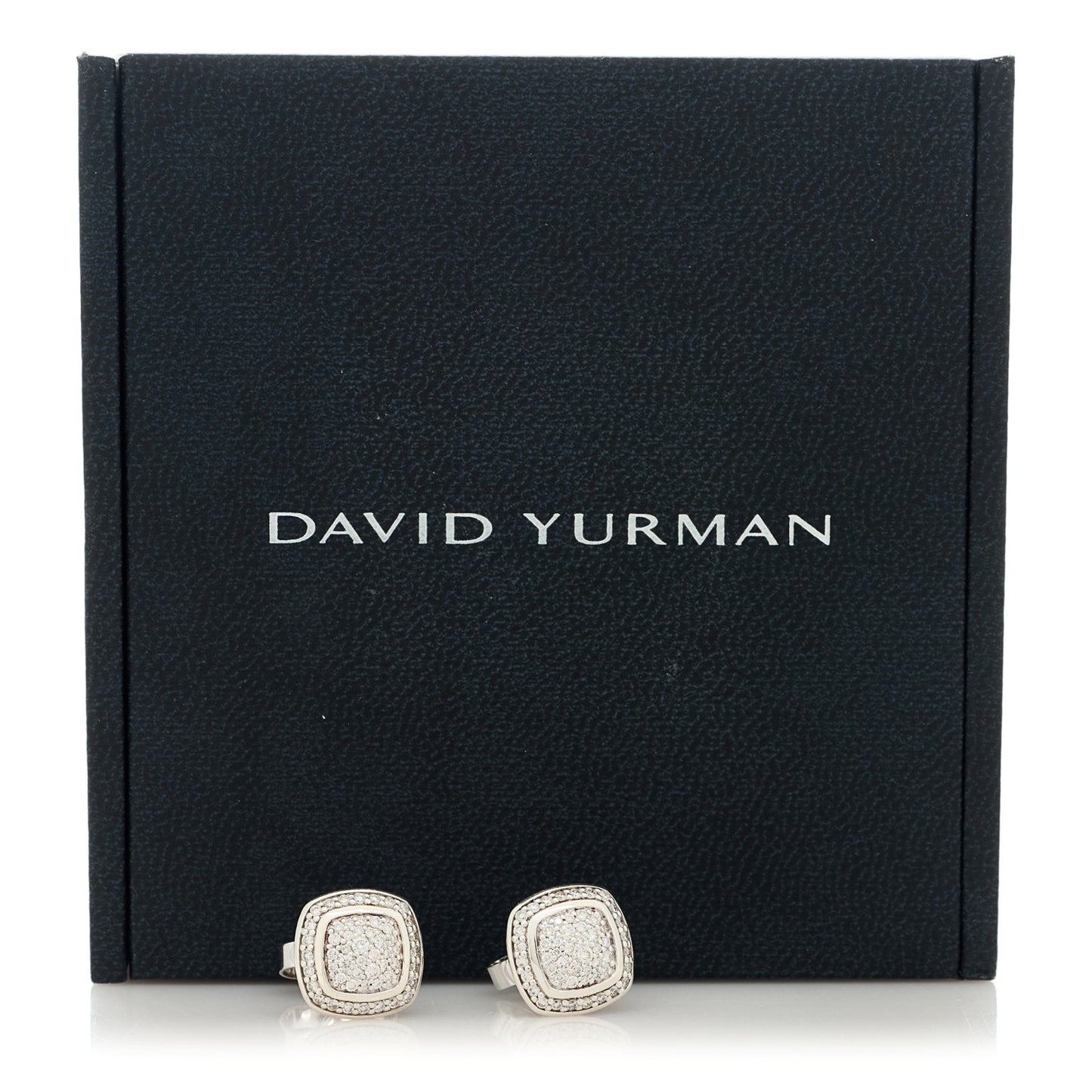 Sterling Silver Diamond 7mm Pave Albion Earrings