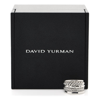 David Yurman Sterling Silver Diamond 16mm Stax Wide Stacked Ring 52 6 5 of 5