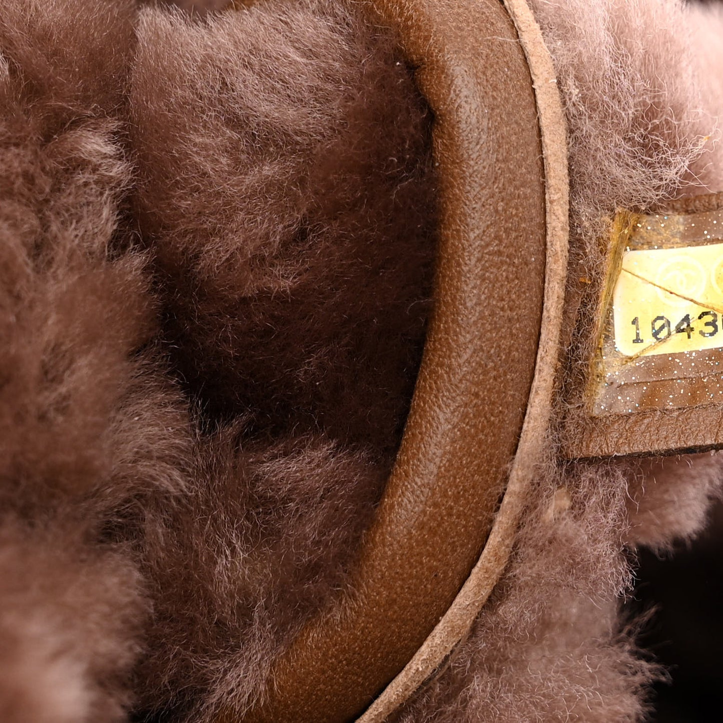 Shearling Suede Stiched CC Tote Dark Brown