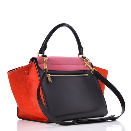 Celine Pony Hair Smooth Calfskin Small Tri-Color Trapeze Pink 3 of 6