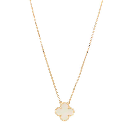 Van Cleef & Arpels 18K Yellow Gold Mother of Pearl Vintage Alhambra Pendant Necklace 1 of 6