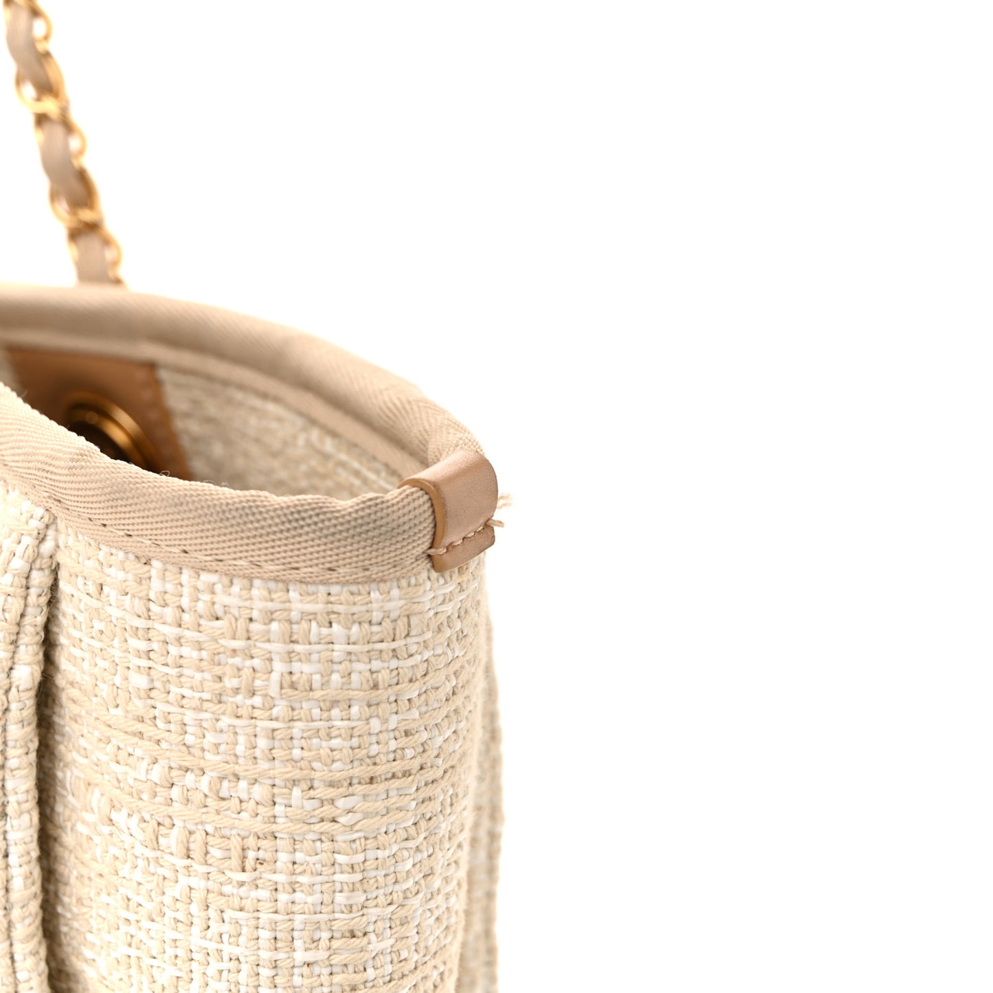 Lurex Boucle Small Deauville Tote Ivory
