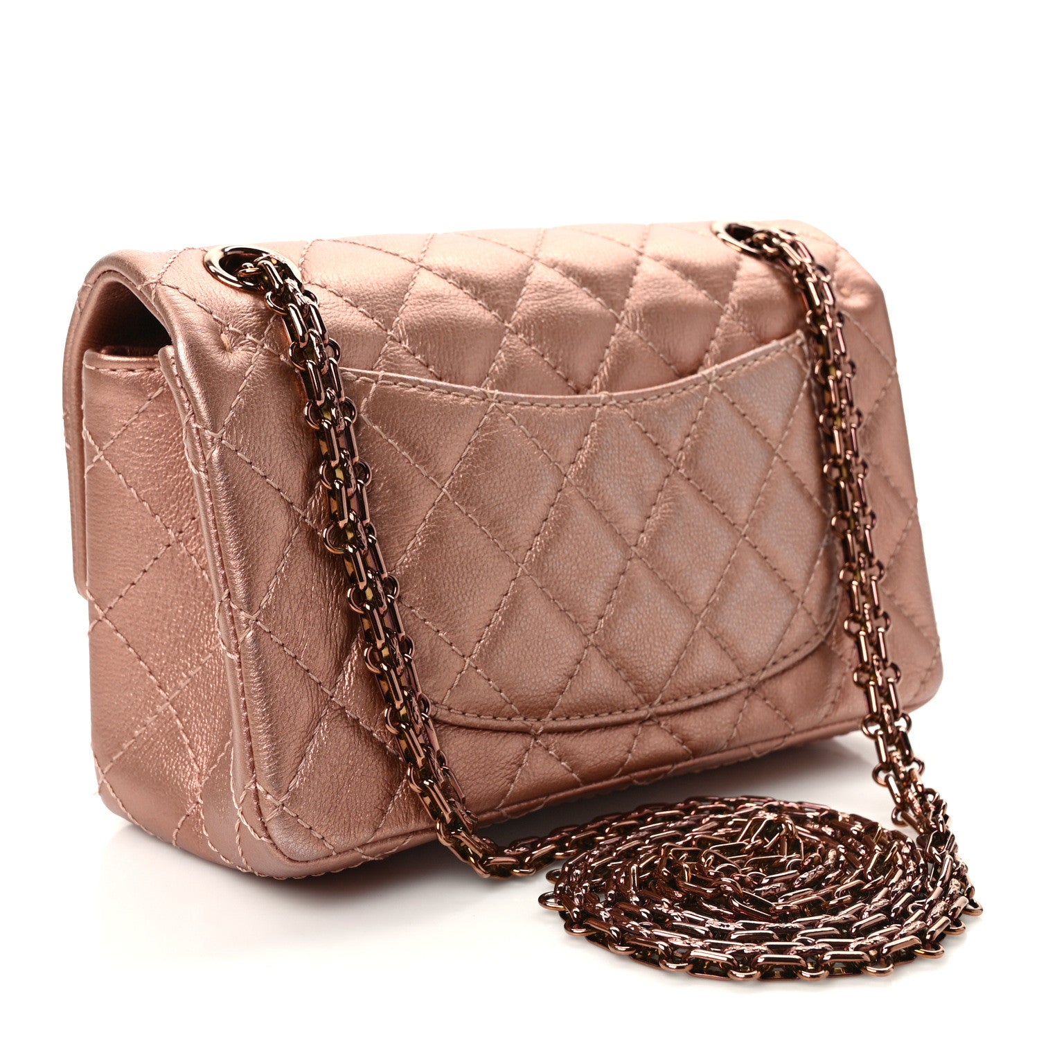 Chanel Metallic Grained Calfskin Quilted 2.55 Reissue Mini Flap Copper Pink 3 of 13