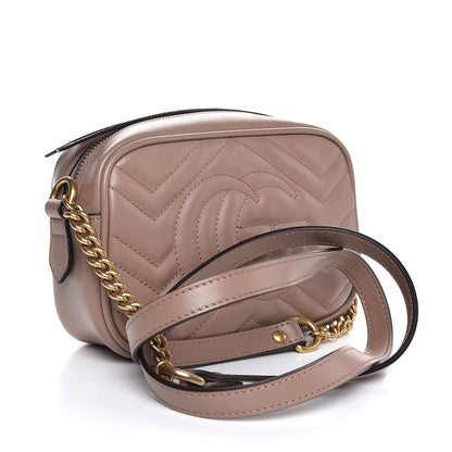 Gucci Calfskin Matelasse Mini GG Marmont Chain Shoulder Bag Nude 3 of 8