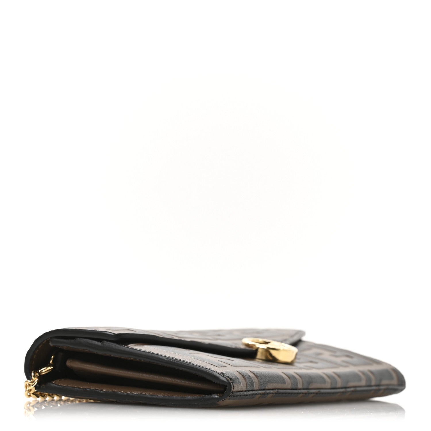 Fendi Vitello Soft F is Fendi Bi-Color FF 1974 Embossed Continental Envelope Wallet On Chain Maya Black 4 of 11