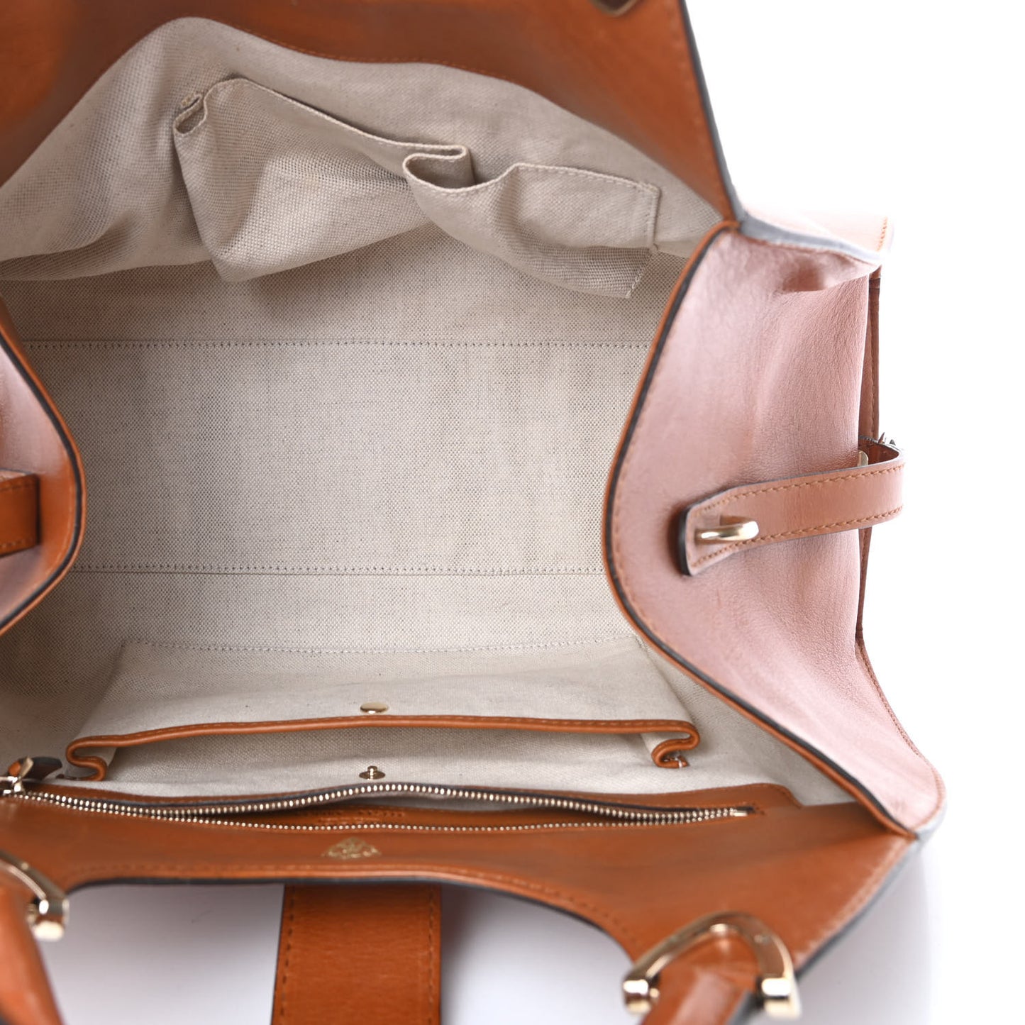 Calfskin Medium Stirrup Top Handle Bag Brown