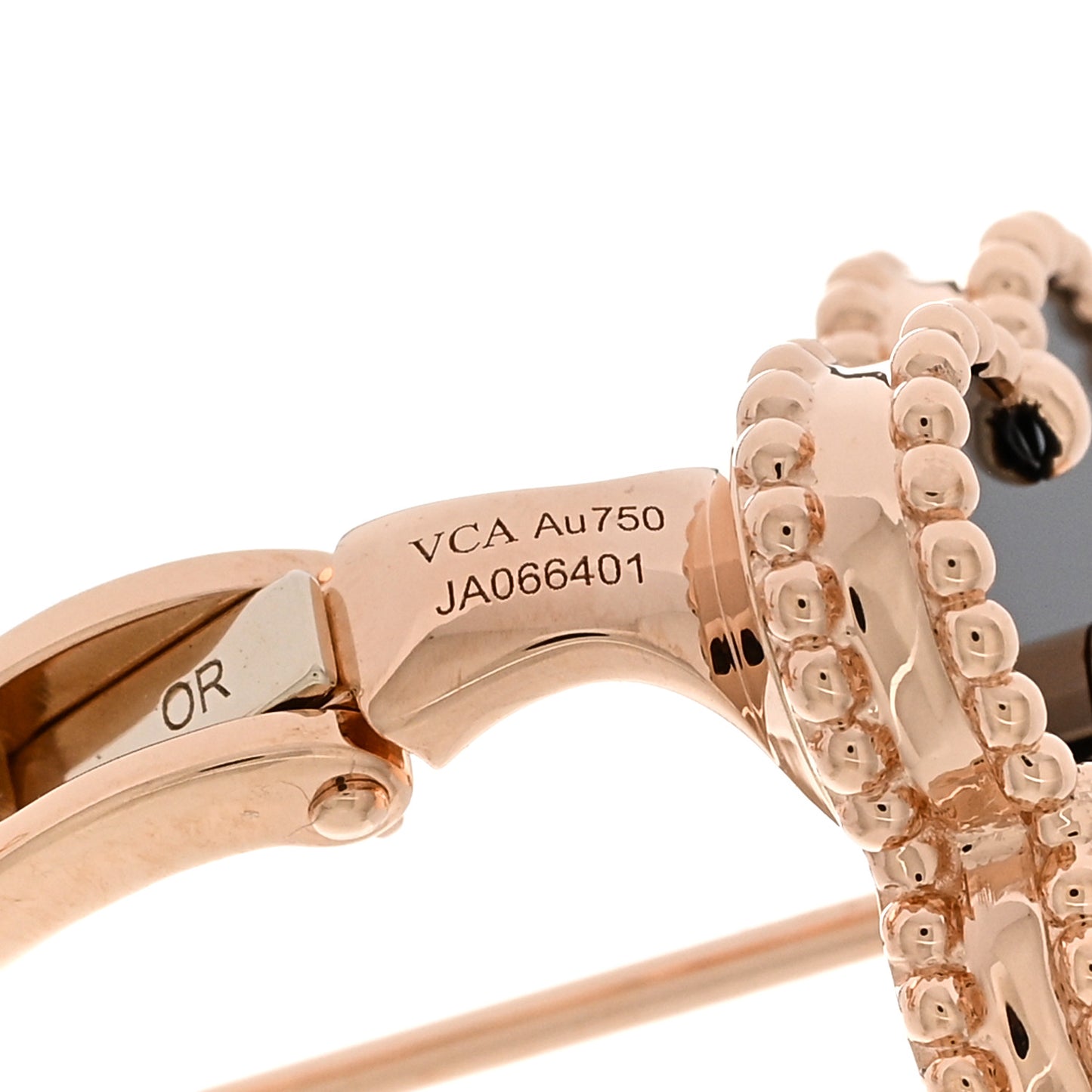 18K Rose Gold Diamond Black Onyx Vintage Alhambra Earrings