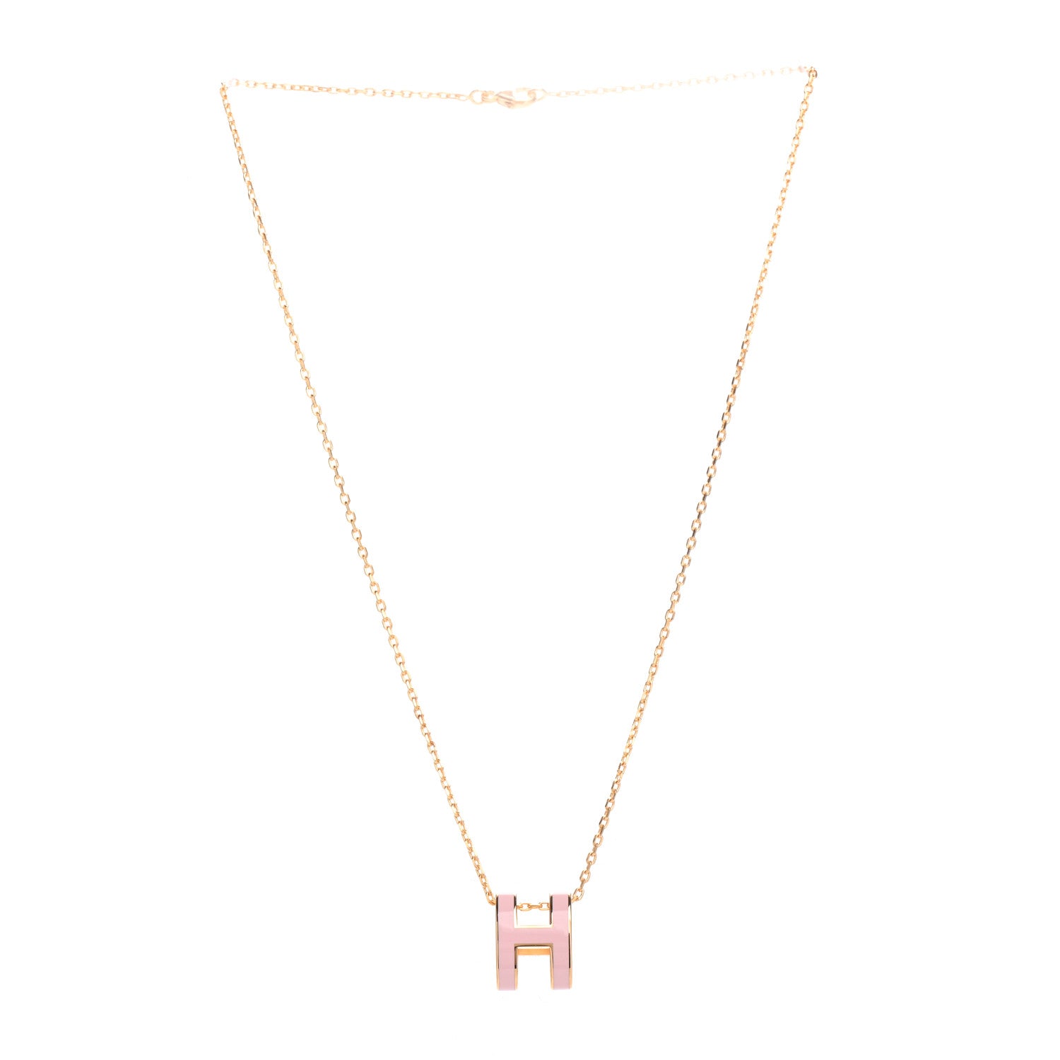 Hermes Lacquered Rose Gold Pop H Pendant Necklace Rose Dragee 3 of 7