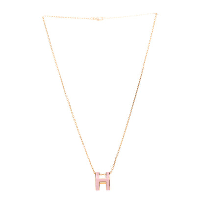 Hermes Lacquered Rose Gold Pop H Pendant Necklace Rose Dragee 3 of 7
