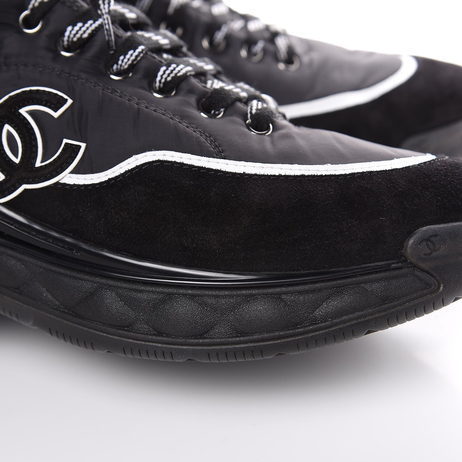 Chanel Fabric Suede Mens CC Sneakers 46 Black 8 of 9