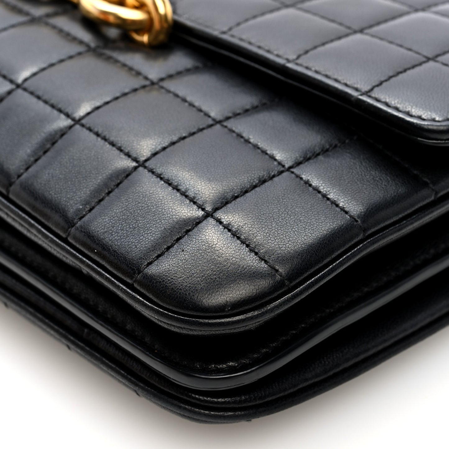 Lambskin Carre Quilted Le Maillon Satchel Black