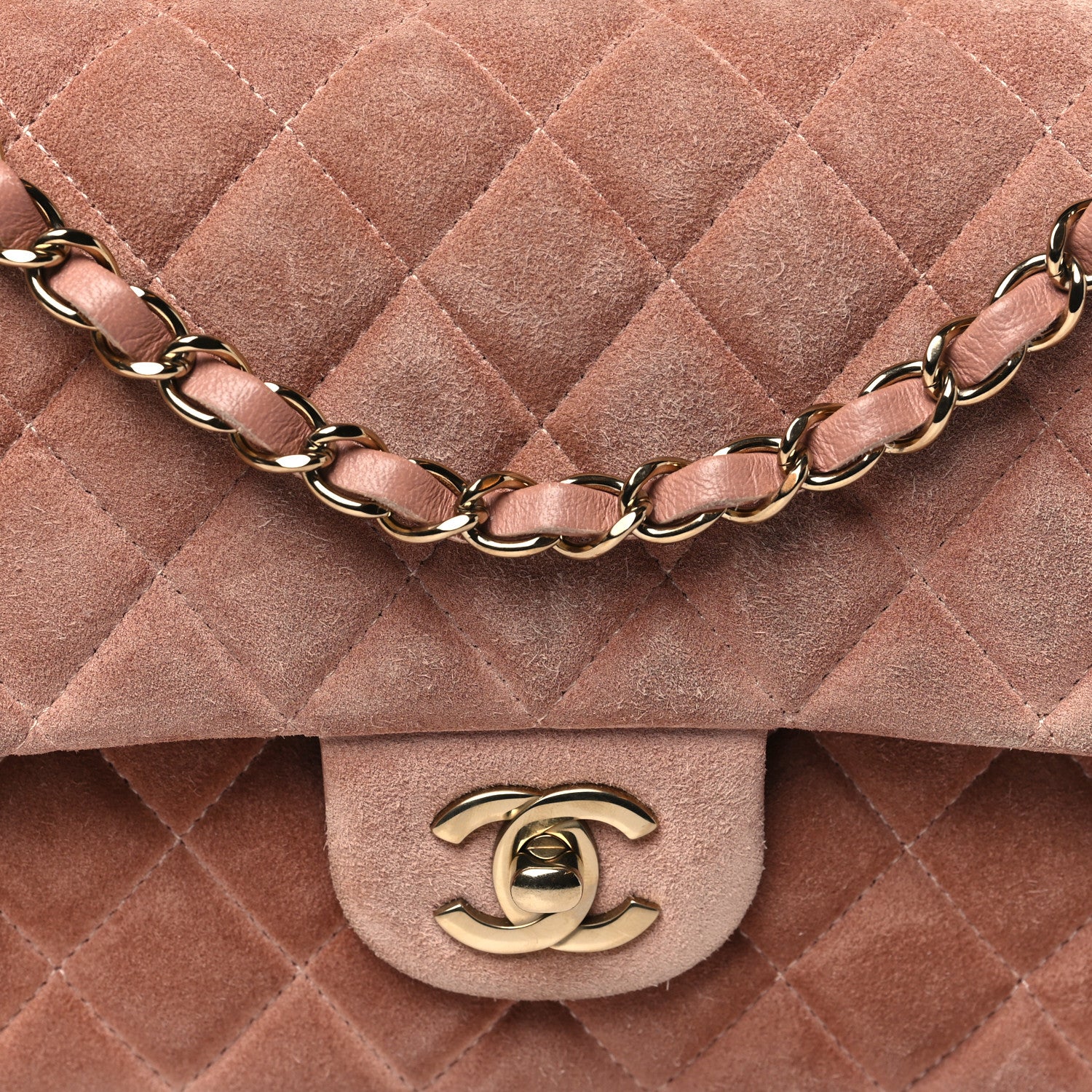 Chanel Suede Quilted Medium Double Flap Light Pink 8 of 14