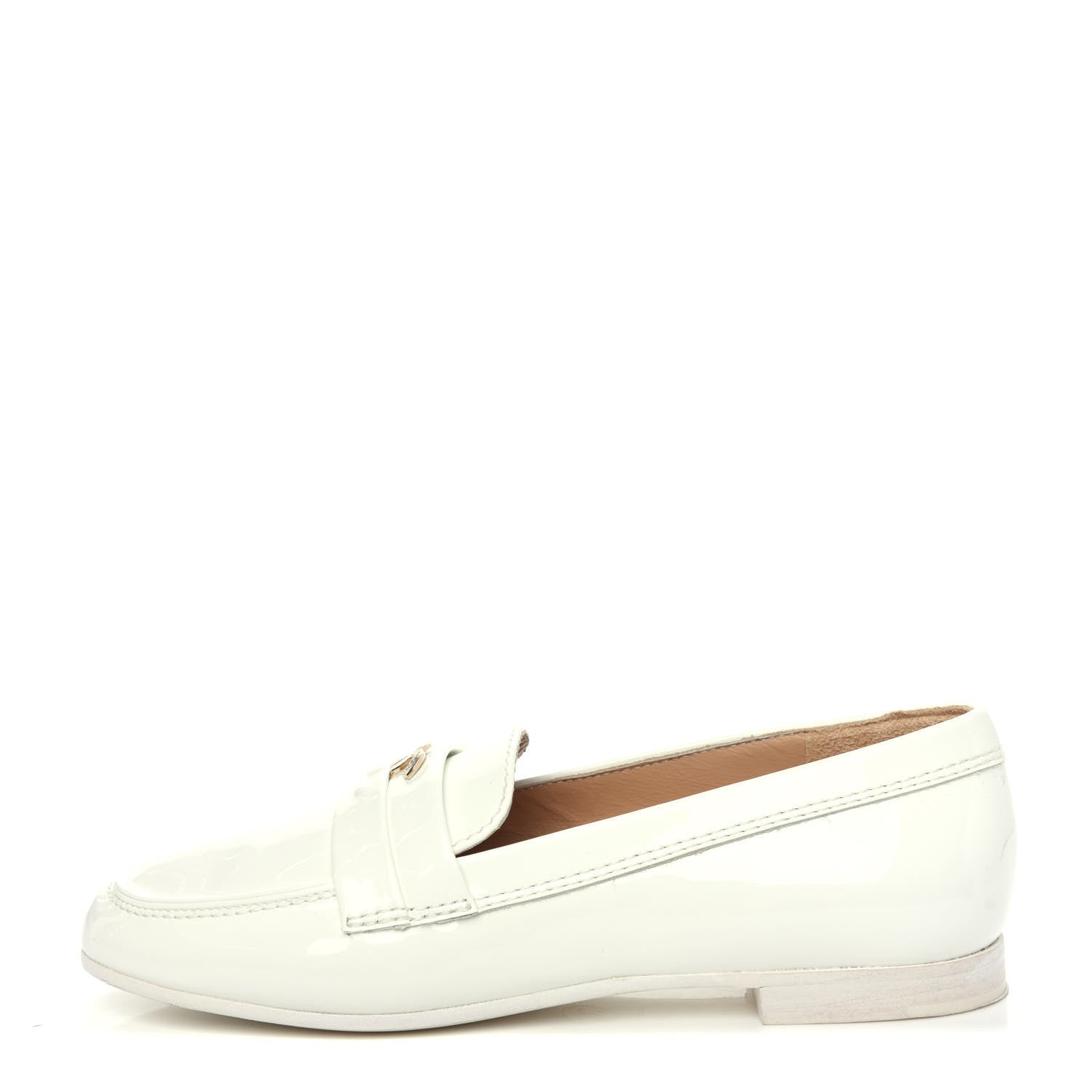 Chanel Patent CC Mocassin Loafers 35.5 White 1 of 10