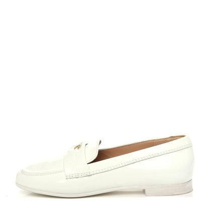 Chanel Patent CC Mocassin Loafers 35.5 White 1 of 10