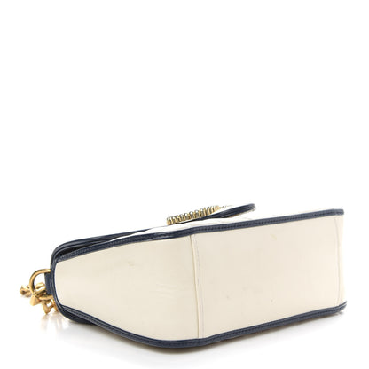 Gucci Vintage Effect Calfskin Matelasse Diagonal Mini Torchon GG Marmont Top Handle Shoulder Bag Mystic White Blue Agata 4 of 9