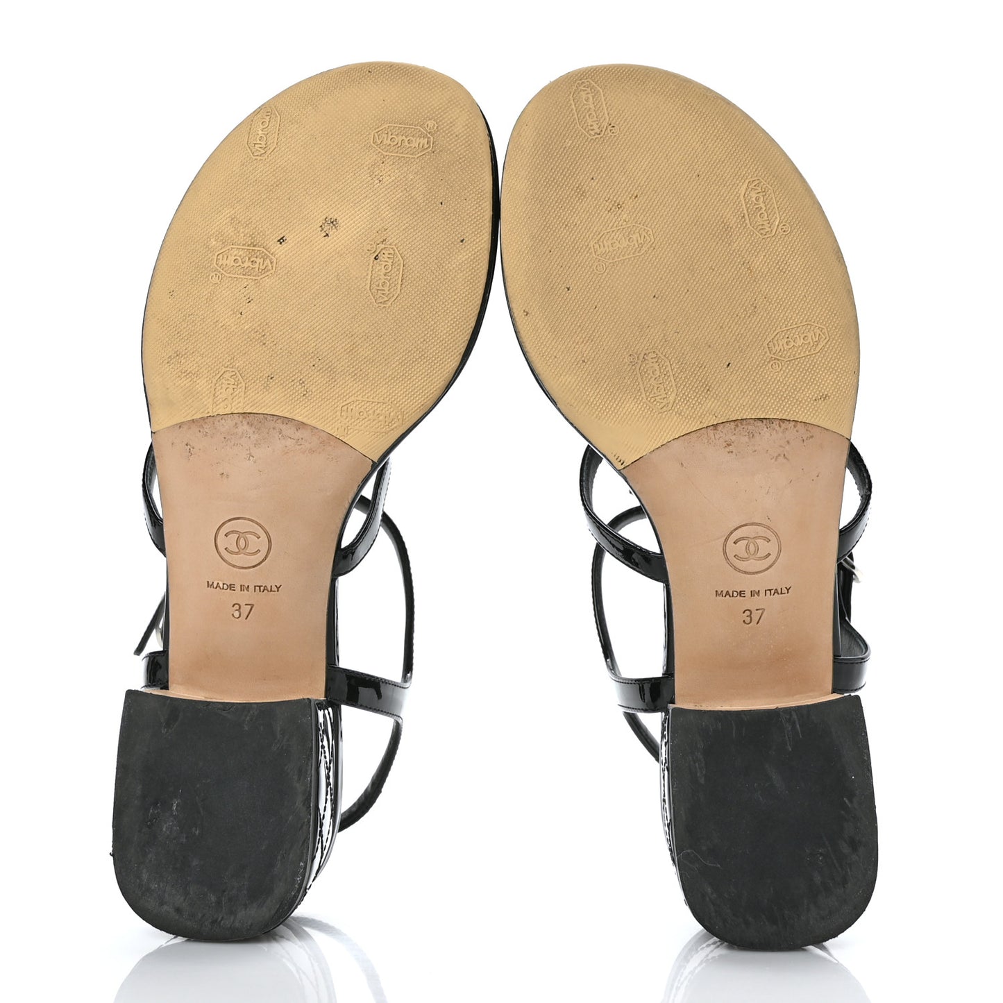 Patent CC Logo Thong Sandals 37 Black