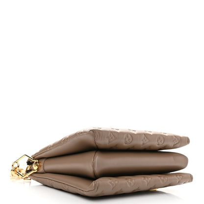 Louis Vuitton Lambskin Embossed Monogram Coussin PM Taupe 4 of 9