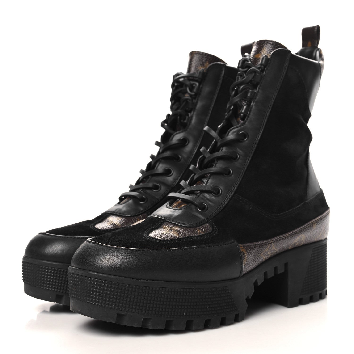 Louis Vuitton Suede Calfskin Monogram Laureate Platform Desert Boots 41 Black 4 of 10