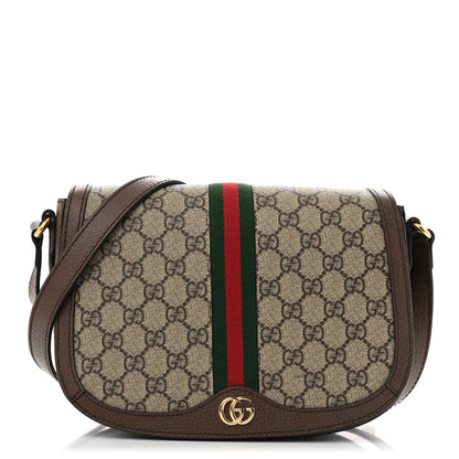 Gucci GG Supreme Monogram Web Small Ophidia Flap Messenger Bag Brown 1 of 15