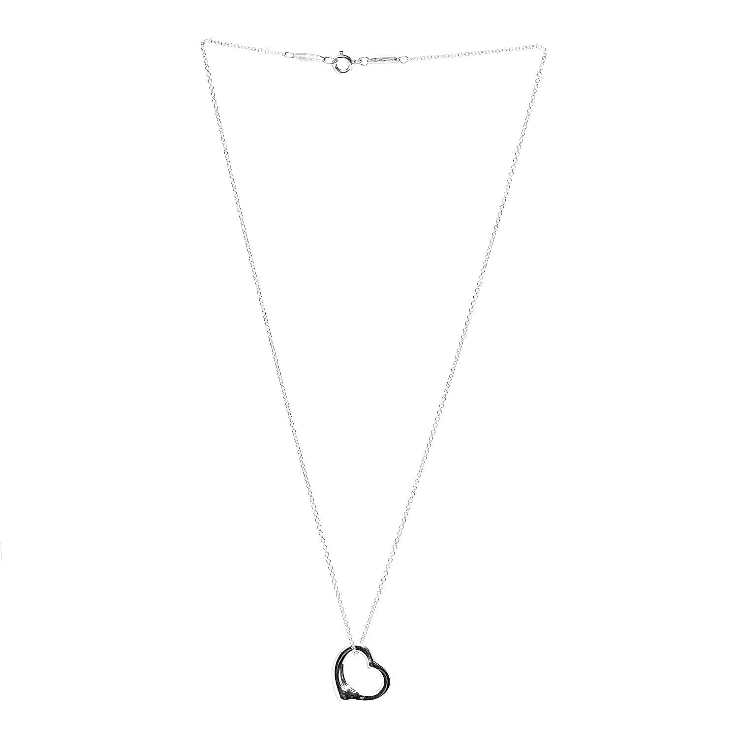 Tiffany Sterling Silver 16mm Elsa Peretti Open Heart Pendant Necklace 2 of 6