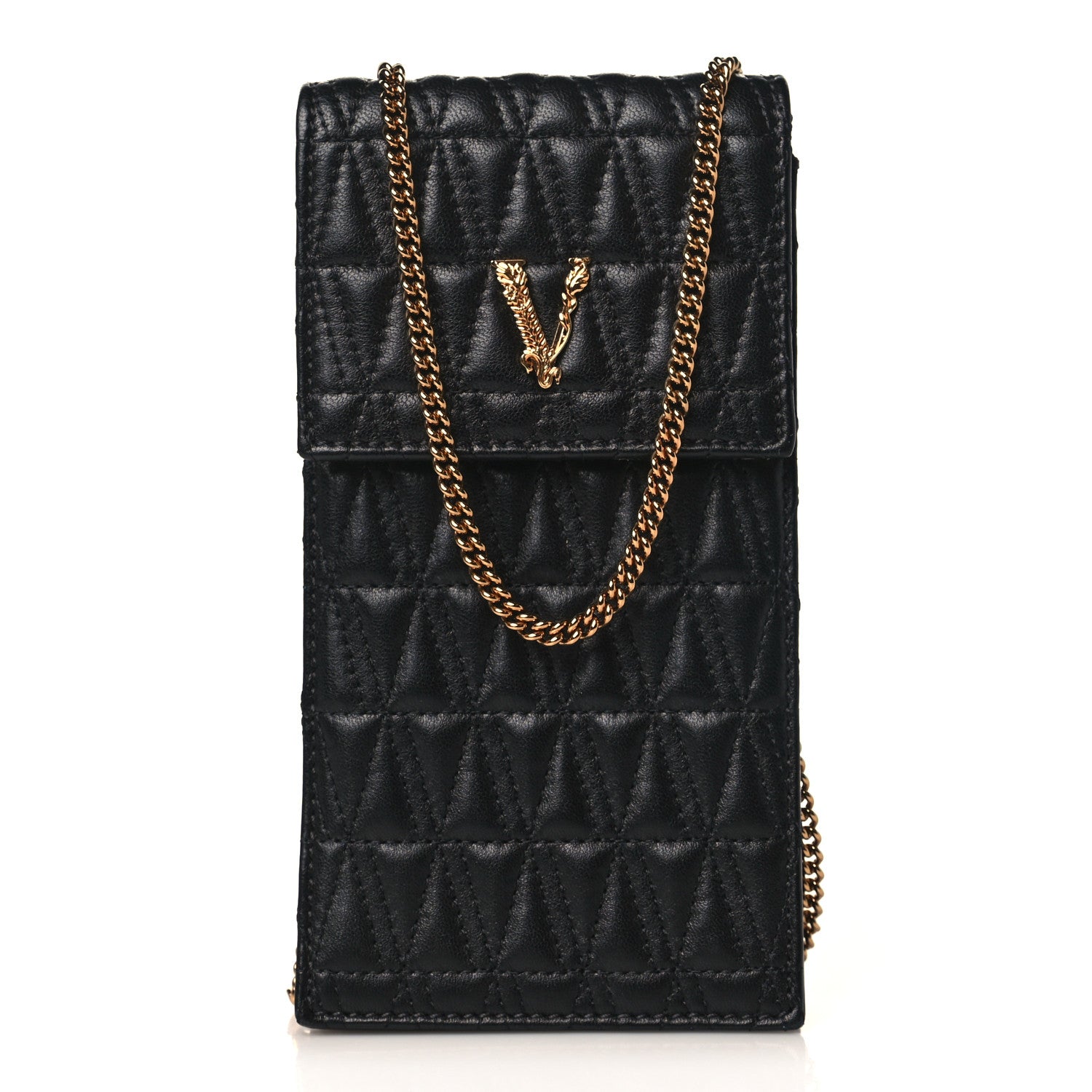 Versace Nappa Quilted Virtus Phone Phone Crossbody Black 1 of 8