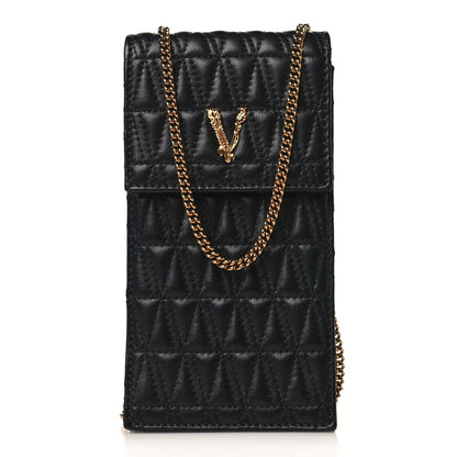 Versace Nappa Quilted Virtus Phone Phone Crossbody Black 1 of 8