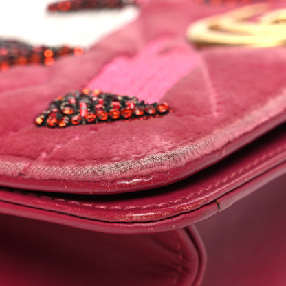 Gucci Velvet Matelasse Crystal Sequin Heart Embroidered GG Marmont Mini Bag Light Raspberry Rose 11 of 11