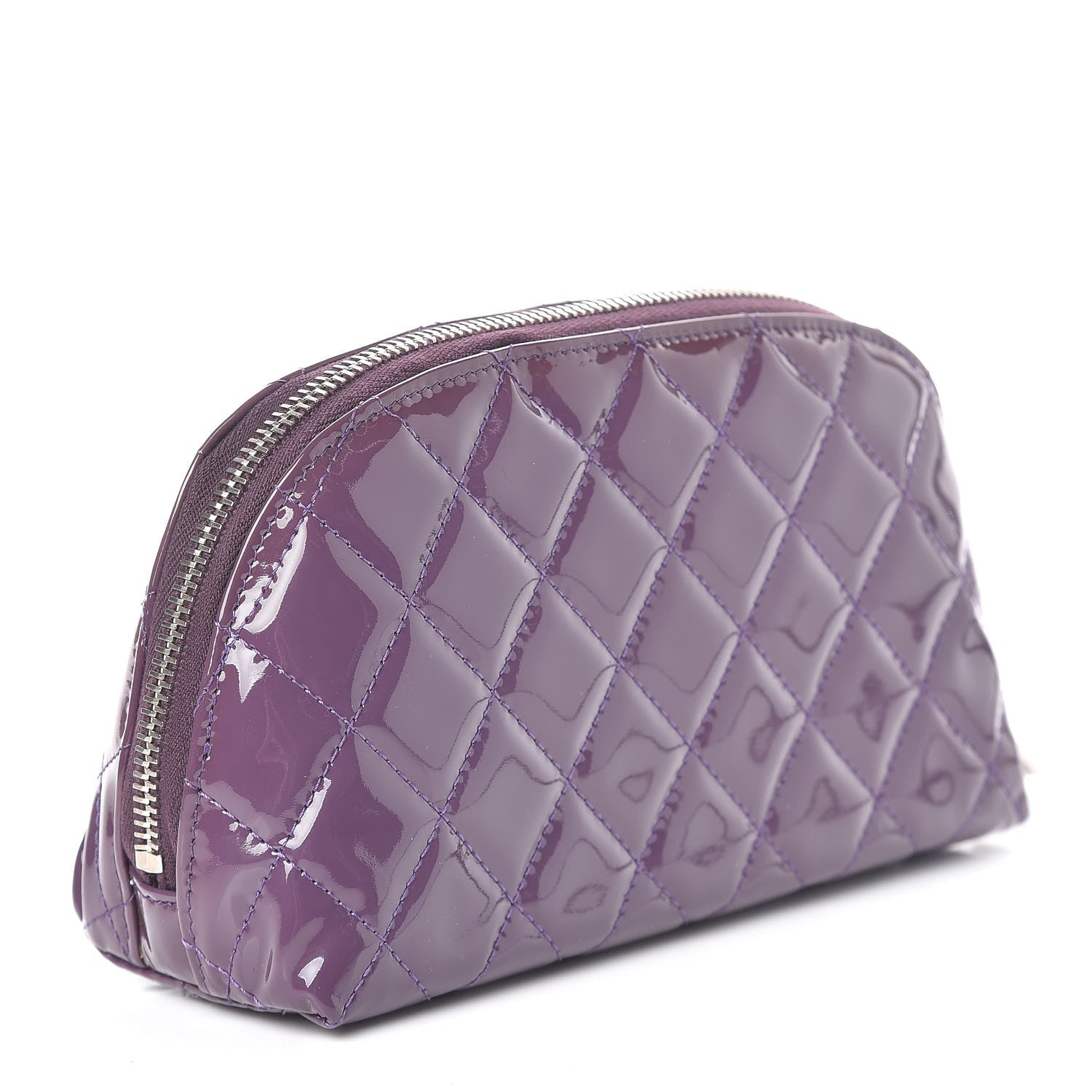 Chanel Patent Quilted Brilliant Cosmetic Case Violet 3 of 10