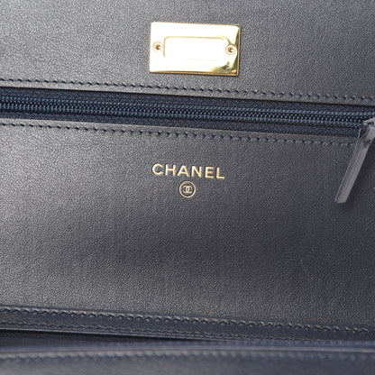 Chanel Aged Calfskin Quilted Reissue Wallet On Chain WOC Navy Blue 6 of 14