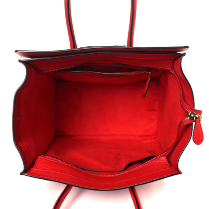 Celine Drummed Calfskin Mini Luggage Coquelicot 9 of 13