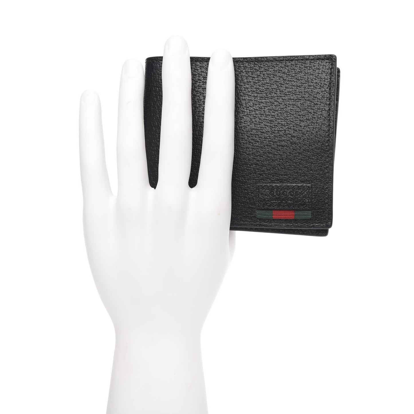 Calfskin Boar Effect Web Bi-Fold Wallet Black