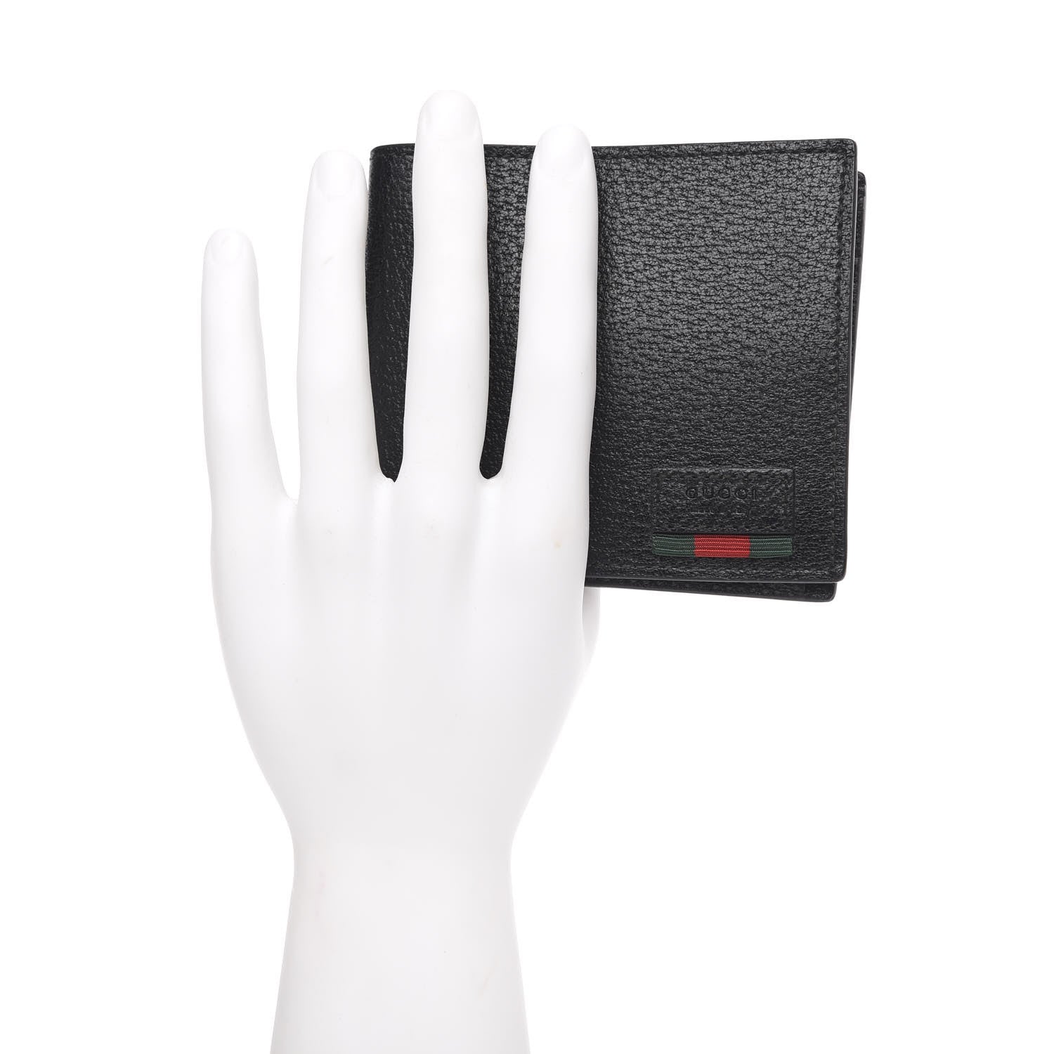 Gucci Calfskin Boar Effect Web Bi-Fold Wallet Black 2 of 6