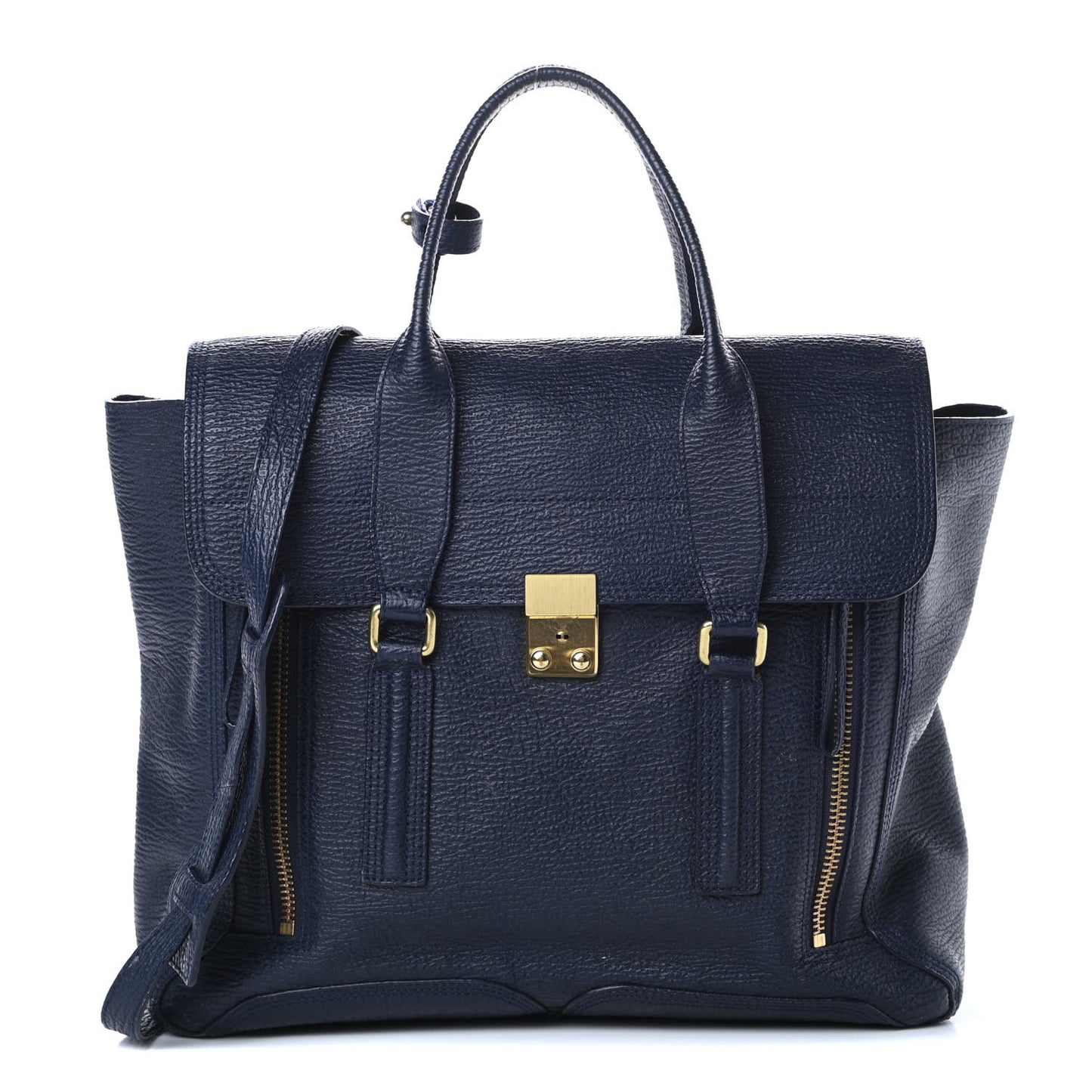 Textured Calfskin Large Pashli Satchel Ink