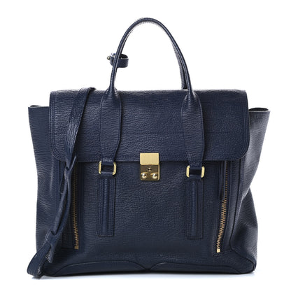 3.1 Phillip Lim Textured Calfskin Large Pashli Satchel Ink 1 of 19