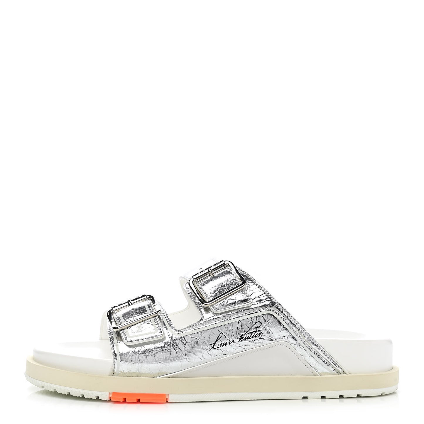 Metallic Mix Materials Mens LV Script Trainer Mules 9 Silver Multicolor
