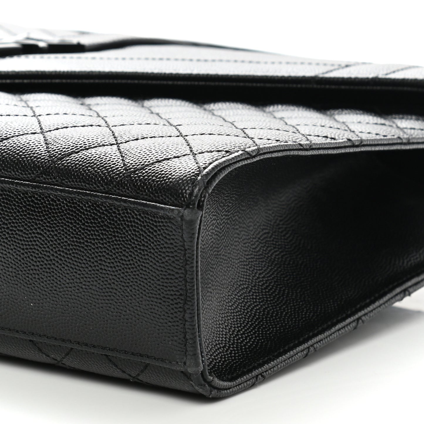 Grain De Poudre Textured Mixed Matelasse Large Triquilt Monogram Monochrome Satchel Black