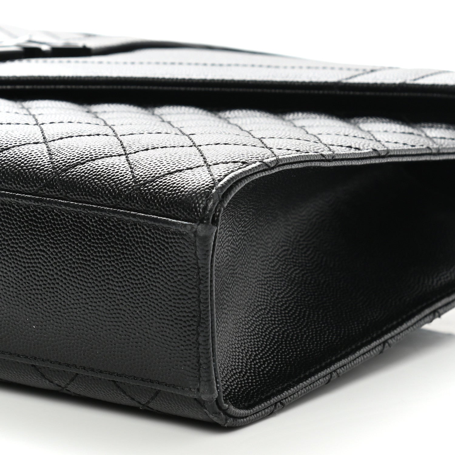 Saint Laurent Grain De Poudre Textured Mixed Matelasse Large Triquilt Monogram Monochrome Satchel Black 11 of 14