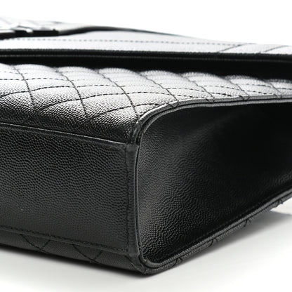 Saint Laurent Grain De Poudre Textured Mixed Matelasse Large Triquilt Monogram Monochrome Satchel Black 11 of 14