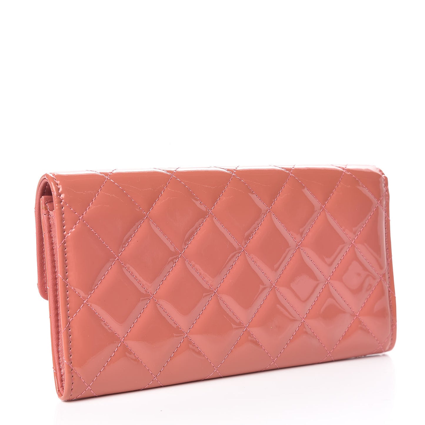 Patent Quilted Brilliant Large Flap Wallet Pink