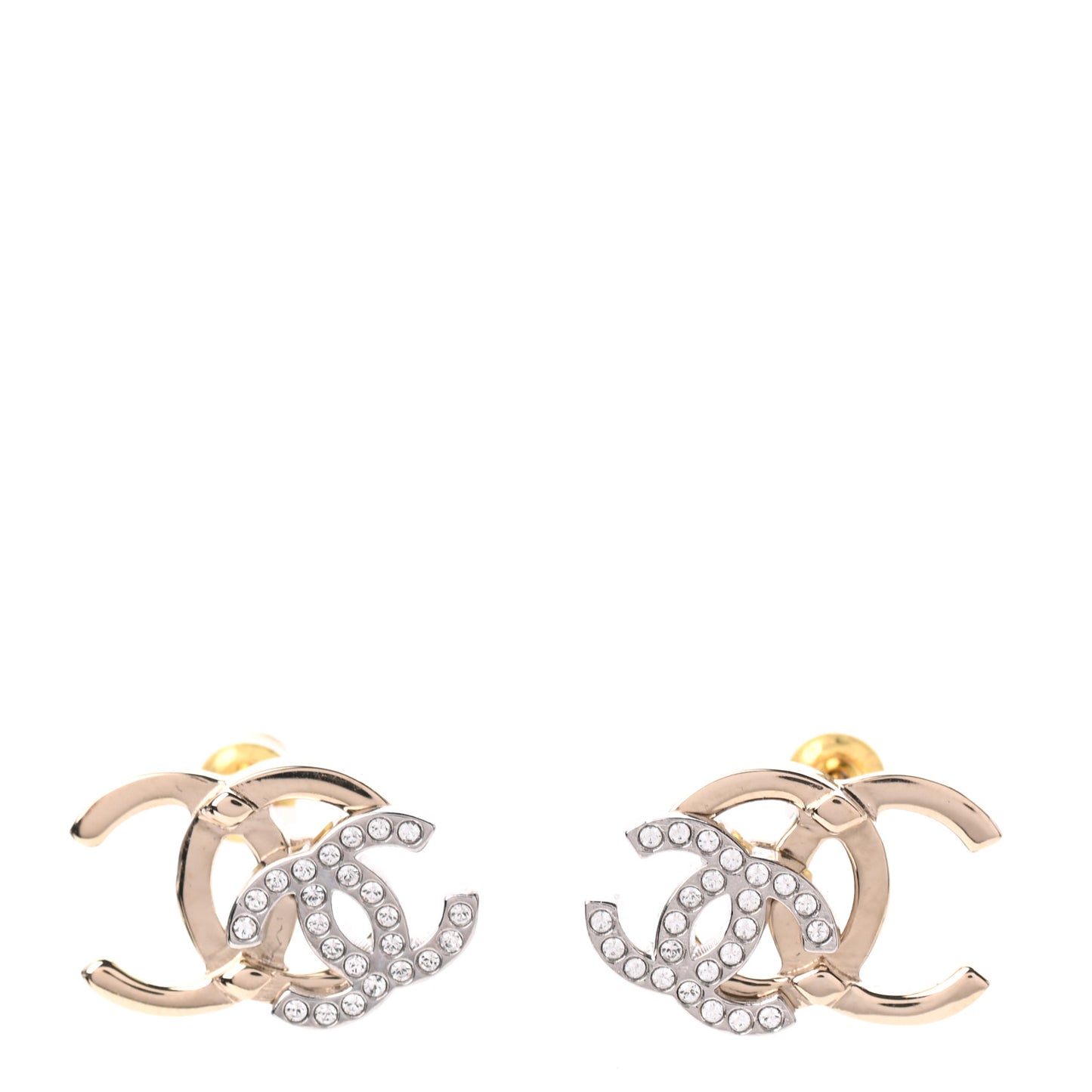 Crystal Double CC Earrings Gold Silver